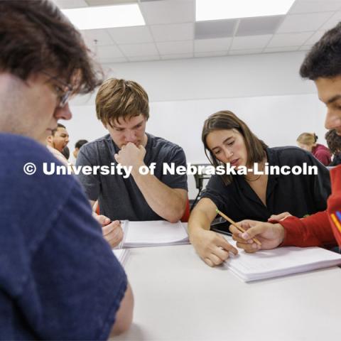 Isabel Safarik teaches asection of Math 106, Calculus 1. October 6, 2022. Photo by Craig Chandler / University Communication. 