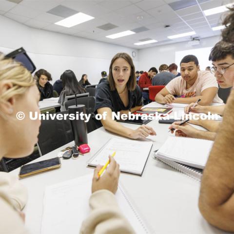 Isabel Safarik teaches asection of Math 106, Calculus 1. October 6, 2022. Photo by Craig Chandler / University Communication. 