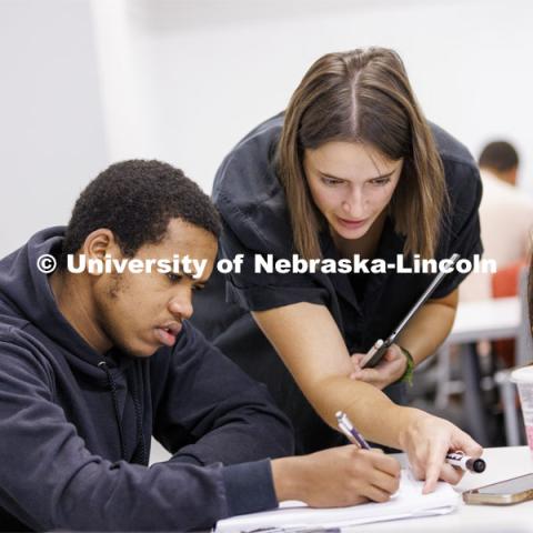 Isabel Safarik teaches asection of Math 106, Calculus 1. October 6, 2022. Photo by Craig Chandler / University Communication. 