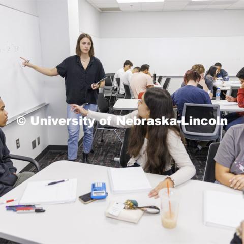 Isabel Safarik teaches asection of Math 106, Calculus 1. October 6, 2022. Photo by Craig Chandler / University Communication. 