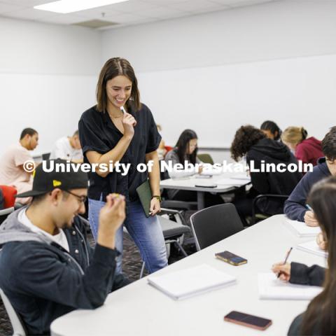 Isabel Safarik teaches asection of Math 106, Calculus 1. October 6, 2022. Photo by Craig Chandler / University Communication. 