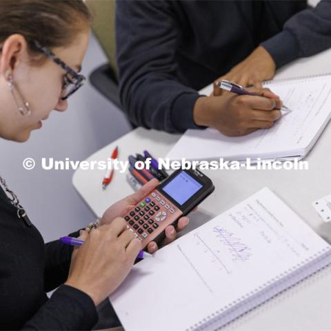 Isabel Safarik teaches asection of Math 106, Calculus 1. October 6, 2022. Photo by Craig Chandler / University Communication. 