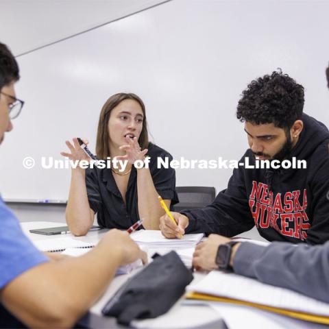 Isabel Safarik teaches asection of Math 106, Calculus 1. October 6, 2022. Photo by Craig Chandler / University Communication. 