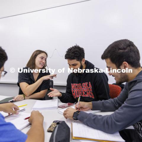 Isabel Safarik teaches asection of Math 106, Calculus 1. October 6, 2022. Photo by Craig Chandler / University Communication. 