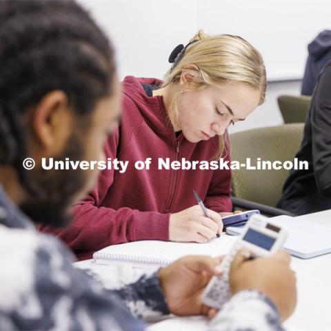 Isabel Safarik teaches asection of Math 106, Calculus 1. October 6, 2022. Photo by Craig Chandler / University Communication. 