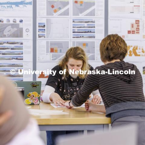 Students work on projects in Design Studio. Design studios in Architecture Hall. October 12, 2022. Photo by Craig Chandler / University Communication.