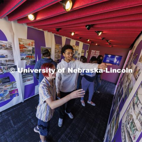 “Say It Loud,” a traveling exhibition featuring diverse designers — including two current University of Nebraska-Lincoln students and 24 alumni, was made from a shipping container. October 12, 2022. Photo by Craig Chandler / University Communication.