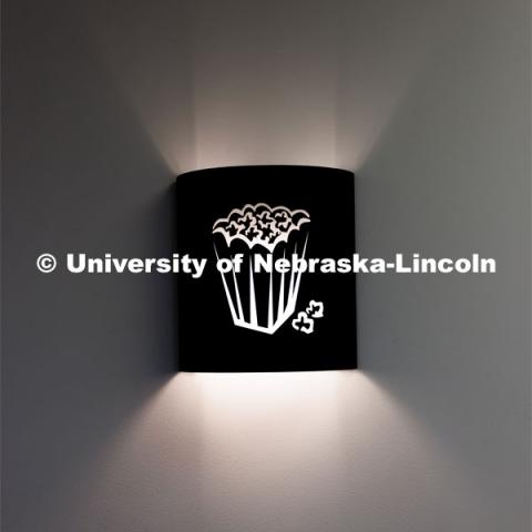 Lighted sign in the company offices. Preferred Popcorn grows popcorn near Chapman, Nebraska and throughout the area. It is headed by Norm Krug. October 13, 2022. Photo by Craig Chandler / University Communication.