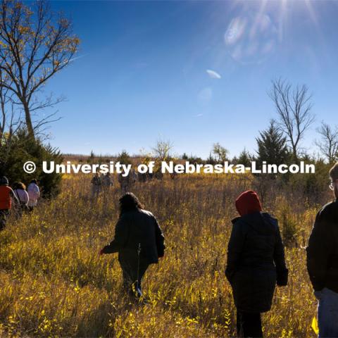 Academic counselors tour Reller Prairie in southwest Lancaster County. October 17, 2022. Photo by Craig Chandler / University Communication.