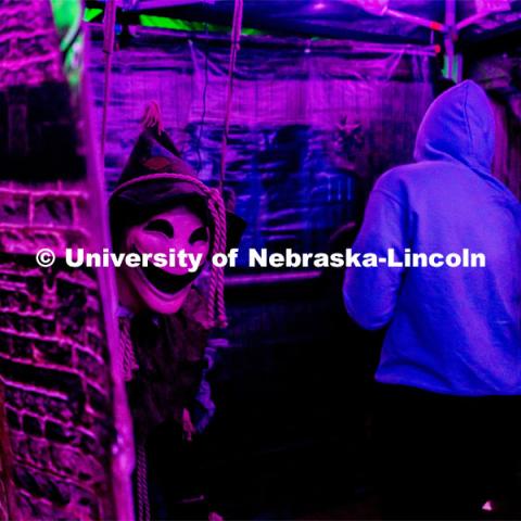 Students participating in the haunted house at the Husker Haunt in the Nebraska East Union. October 20, 2022. Photo by Jonah Tran / University Communication.