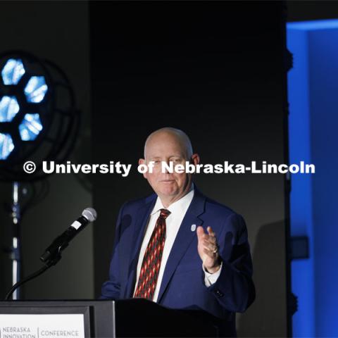 NIC Executive Director Dan Duncan talks with attendees at the Nebraska Innovation Campus celebration. November 10, 2022. Photo by Craig Chandler / University Communication.