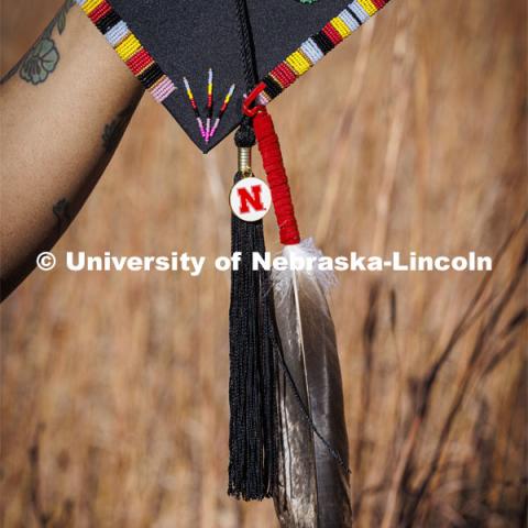 Nasia Olson-Whitefeather, a dual major in Criminology and Criminal Justice and Child, Youth and Family Studies, will graduate this December and is already working with juveniles full time for the state. November 21, 2022. Photo by Craig Chandler / University Communication.