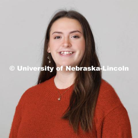 Studio portrait of Emily Austin, ASEM New Student Enrollment Orientation Leaders. December 5, 2022. Photo by Craig Chandler / University Communication.