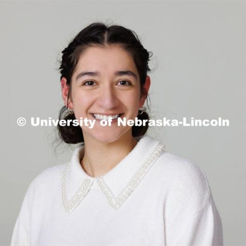 Studio portrait of Crystal Carrillo, ASEM New Student Enrollment Orientation Leaders. December 5, 2022. Photo by Craig Chandler / University Communication.