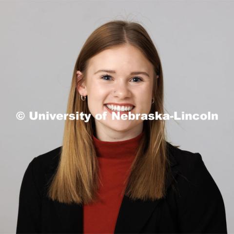 Studio portrait of Grace Charlesworth, ASEM New Student Enrollment Orientation Leaders. December 5, 2022. Photo by Craig Chandler / University Communication.