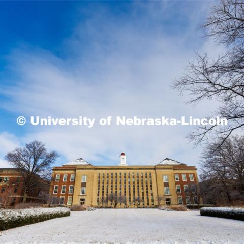 Ice and snow cover campus. January 19, 2023. Photo by Craig Chandler / University Communication.