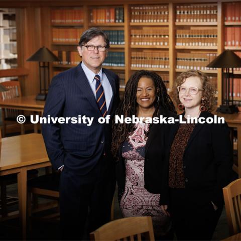 With a four-year, $1 million grant from the Andrew W. Mellon Foundation, Nebraska historians William Thomas, Jeannette Eileen Jones and Katrina Jagodinsky, with collaborators from the College of Law, will establish an academic program that enables undergraduate and graduate students to study how various marginalized groups in American history – enslaved people, racial minorities, women and Indigenous people, among others – used the law to contest and advance their rights. January 24, 2023. Photo by Craig Chandler / University Communication.