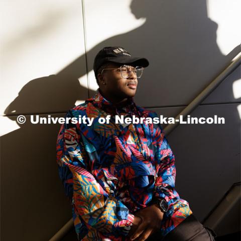Jeremiah Brown, master’s in architecture student who will graduate in May. Photo for Black history month feature story. February 2, 2023. Photo by Craig Chandler / University Communication.  