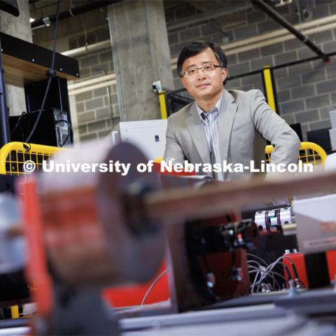 Wei Qiao, Clyde Hyde Professor of Electrical and Computer Engineering at Nebraska, has been elected a senior member of the National Academy of Inventors. He is an internationally recognized engineer in the areas of sustainable energy and energy efficiency. February 15, 2023. Photo by Craig Chandler / University Communication.