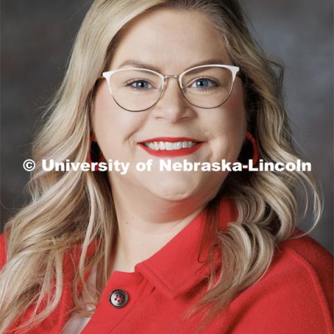 Studio portrait of Liz Hamm, Extension Educator and State-Wide 4-H Coordinator. Portraits of Extension, IANR and CASNR educators. Extension Educators photo shoot. February 22, 2023. Photo by Craig Chandler / University Communication.