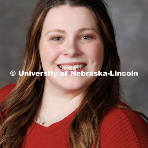 Studio portrait of Alyssa Wessling, NEP SNAP-Ed Assistant. Portraits of Extension, IANR and CASNR educators. Extension Educators photo shoot. February 22, 2023. Photo by Craig Chandler / University Communication.