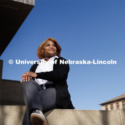 Alaya Green, senior in Nutritional Science and Dietetics, for her Black History Month profile. February 27, 2023. Photo by Craig Chandler / University Communication.