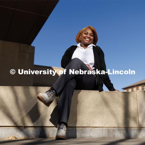 Alaya Green, senior in Nutritional Science and Dietetics, for her Black History Month profile. February 27, 2023. Photo by Craig Chandler / University Communication.