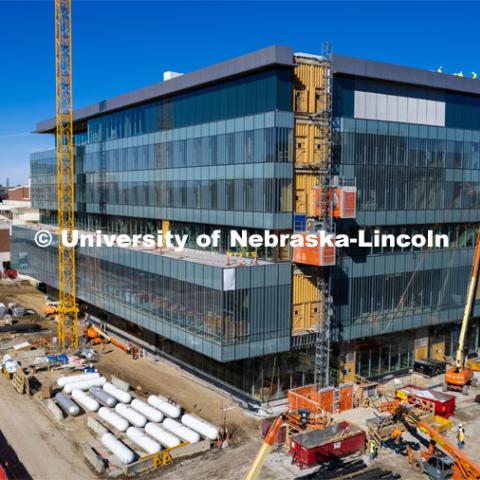 Construction of Kiewit Hall on City Campus. March 1, 2023. Photo by Craig Chandler / University Communication.