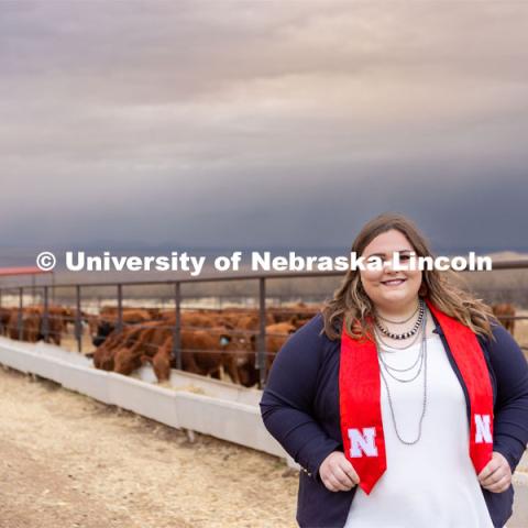 Izzy McGibbon, senior in animal science and Engler Agribusiness Entrepreneur, on her family ranch in Arizona. March 15, 2023. Photo by Abby Durheim for University Communication