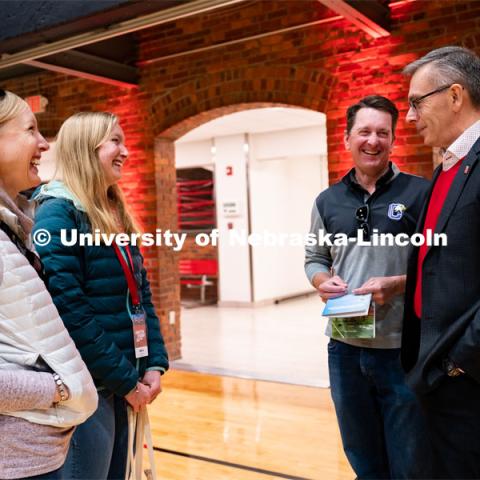 University of Nebraska-Lincoln chancellor Ronnie Green, right, speaks to new students for Admitted Student Day inside the Coliseum. Admitted Student Day is UNL’s in-person, on-campus event for all admitted students. March 24, 2023. Photo by Jordan Opp for University Communication.