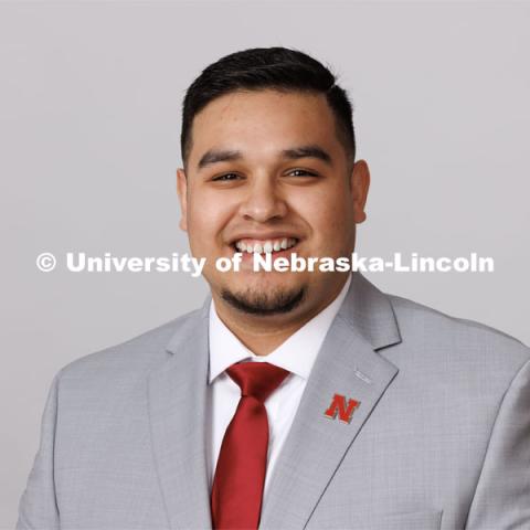 Studio portrait of Jhovany Millan, Recruitment Specialist, Office of Admissions. ASEM. April 6, 2023. Photo by Craig Chandler / University Communication.