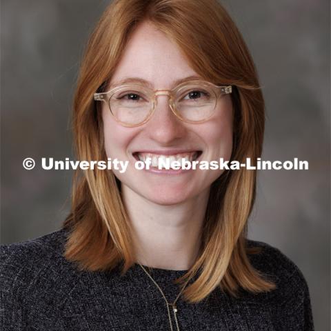 Studio portrait of Greta Solomon, TRIO Counselor. April 6, 2023. Photo by Craig Chandler / University Communication.