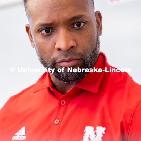 Ahman Green pulls up an assignment on Canvas during his Intro to Esports class in Andersen Hall. April 19, 2023. Photo by Jordan Opp for University Communication.