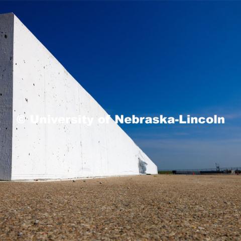 A barrier system for highway medians to stop semi tankers from flipping over the median into oncoming traffic. Midwest Roadside Safety Facility. June 5, 2023. Photo by Craig Chandler / University Communication.