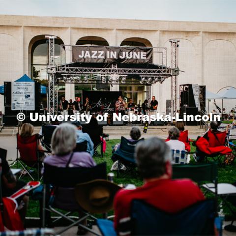 Concerts in the Jazz in June series are at 7 p.m. each Tuesday in June in the sculpture garden west of the Sheldon Museum of Art, 12th and R streets. June 7, 2023. Photo by Justin Mohling for University Communication.
