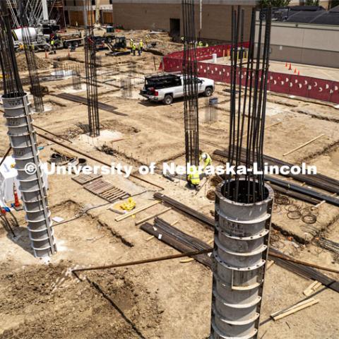 Construction on the new Hixson-Lied College of Fine and Performing Arts music building. June 15, 2023. Photo by Craig Chandler / University Communication.