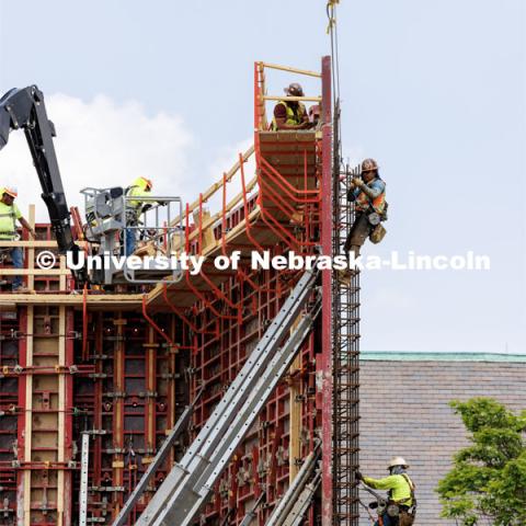 Construction on the new Hixson-Lied College of Fine and Performing Arts music building. June 15, 2023. Photo by Craig Chandler / University Communication.