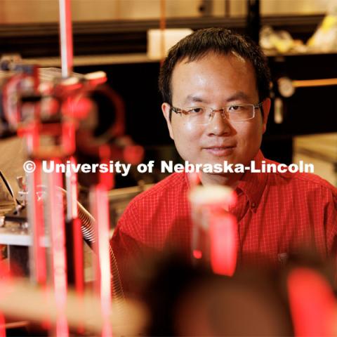 Bai Cui is one of the mechanical and materials engineering researchers at UNL who have been awarded three-year, $600,000 grants from the Defense Established Program to Stimulate Competitive Research (DEPSCoR). June 27, 2023. Photo by Craig Chandler / University Communication.