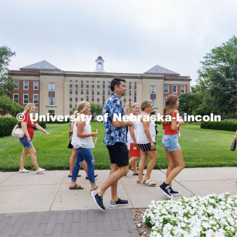 A CEHS led group gives perspective students and their parents a tour of City Campus. Campus Tours. August 4, 2023. Photo by Craig Chandler/ University Communication.