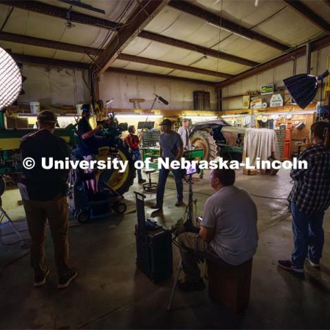 Filming of the movie using UNL students as the production crew. Richard Endacott earned multiple awards for his screenplay, "Turn Over." Story about keeping the family farm operating in the modern era as two brothers come together via restoring an old tractor to help fund their operations. August 9, 2023. Photo by Craig Chandler / University Communication.