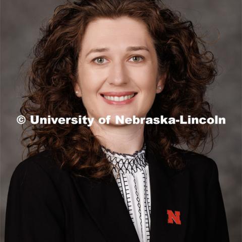 Studio portrait of Amanda Folck, Assistant Extension Educator, Nebraska Extension. 2023 New Faculty Orientation. August 16, 2023. Photo by Craig Chandler / University Communication.