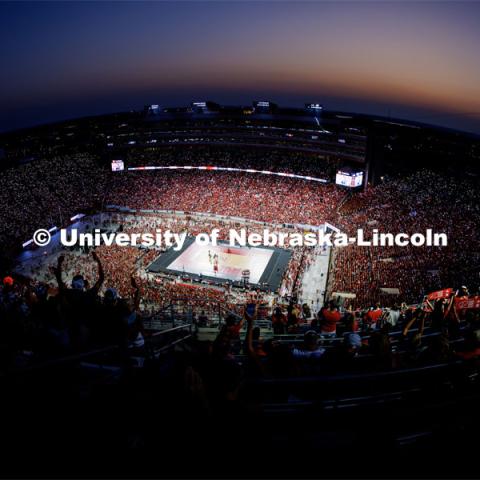 Volleyball Day in Nebraska. Husker Nation stole the show on Volleyball Day in Nebraska. The announced crowd of 92,003 surpassed the previous world record crowd for a women’s sporting event of 91,648 fans at a 2022 soccer match between Barcelona and Wolfsburg. Nebraska also drew the largest crowd in the 100-year history of Memorial Stadium for Wednesday’s match. August 30, 2023. Photo by Craig Chandler / University Communication.