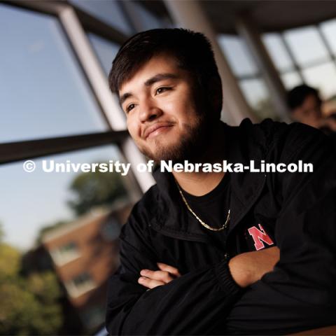 Isaac Perez, sophomore in management and actuarial science, from Lexington, Nebraska. September 12, 2023. Photo by Craig Chandler/ University Communication.