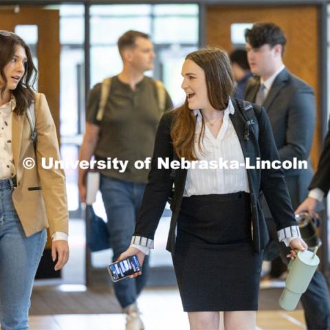 Law students walking to classes. College of Law photo shoot. September 14, 2023. Photo by Craig Chandler / University Communication