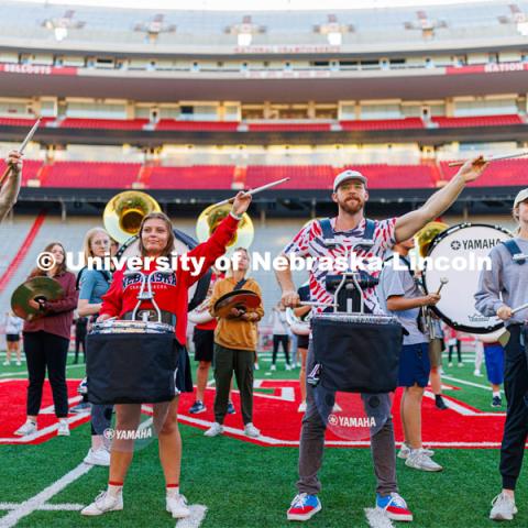 Cornhusker Marching Band early morning practice. September 19, 2023. Photo by Craig Chandler / University Communication.