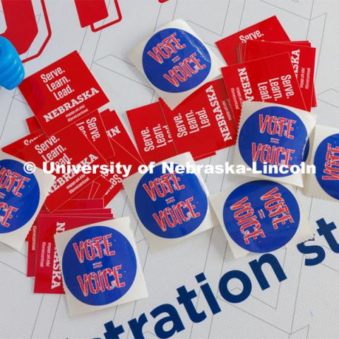 Husker Vote helps register students on National Voter Registration Day. September 19, 2023. Photo by Craig Chandler / University Communication.