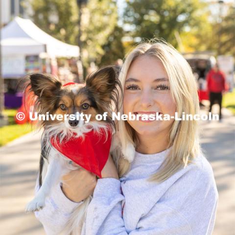 DogFest is a free event held on city campus that is organized by the university’s Canine Cognition and Human Interaction Laboratory where people can participate in dog activities, demonstrations, view dog-related products and services, or grab lunch at a food truck. The lab, part of the Department of Psychology and the Center for Brain, Biology and Behavior, was established by Jeffrey Stevens, Susan J. Rosowski Professor of Psychology, in 2018. October 7, 2023. Photo by Abby Durheim for University Communication.