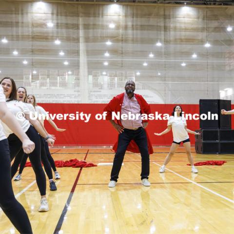 Innocents Society dance in red hooded gowns and introduce Chancellor Rodney Bennett. Showtime at the Coliseum. Recognized Student Organizations, Greeks and Residence Halls battle against each other with performances for Homecoming competition points and ultimate bragging rights. Homecoming 2023. October 23, 2023. Photo by Craig Chandler / University Communication.