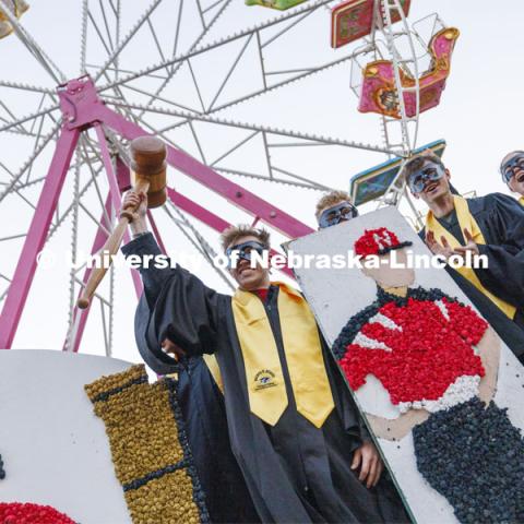 Mortar Board Society float in the Homecoming parade and Cornstock. October 27, 2023. Photo by Craig Chandler / University Communication.