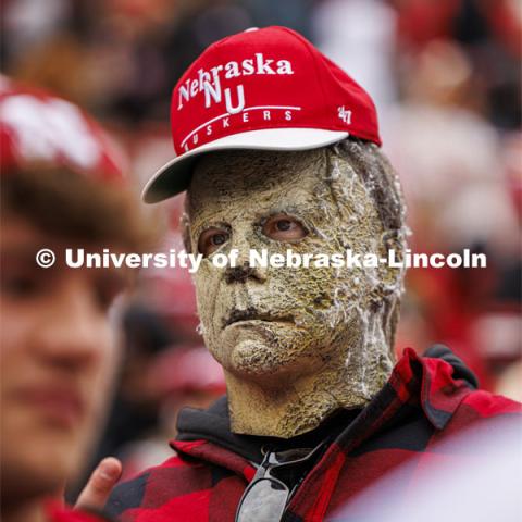 Payton Craw watches Nebraska football versus Purdue at the Homecoming game. October 28, 2023. Photo by Craig Chandler / University Communication.